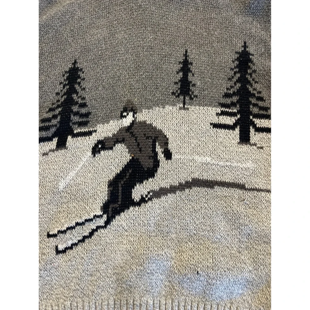 Abercrombie Kids Grey Knit Ski Graphic Hoodie Sweater‎ Boys Size 9/10 Winter